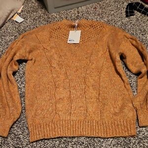 Kohl's Tan Crew Neck Sweater with Cable Knit. LC Lauren Conrad. Peach Colored